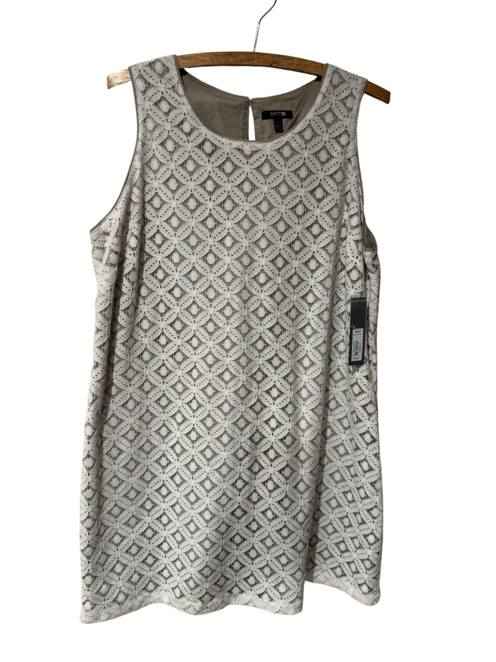 APT 9 Large Petite Lace Shift Dress NWT Ivory Beige Sleeveless Kohl’s $64